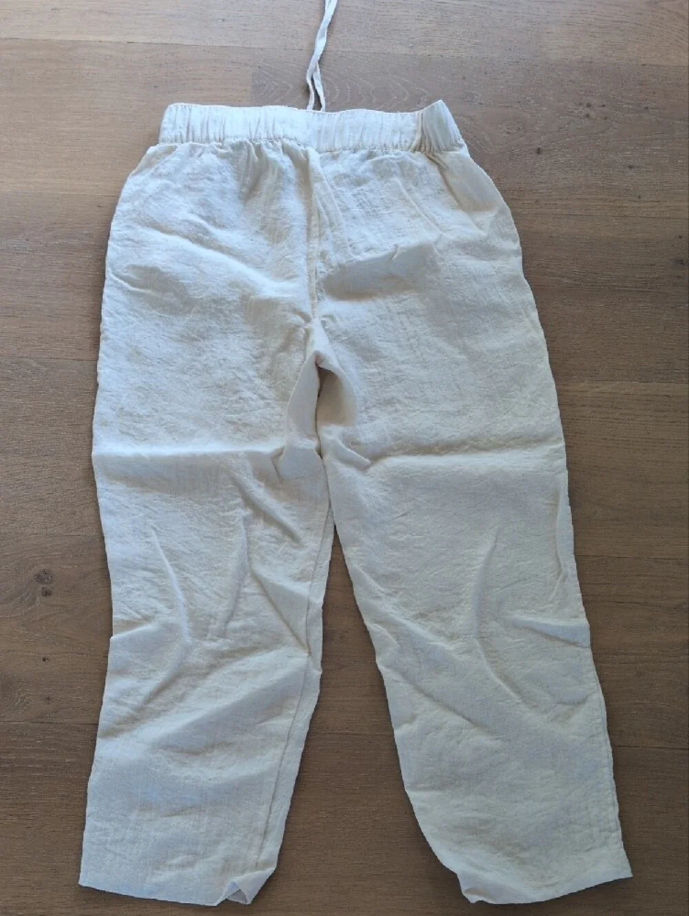 H&M Off White Linen-like Blend Elastic Waist Pants Size Small